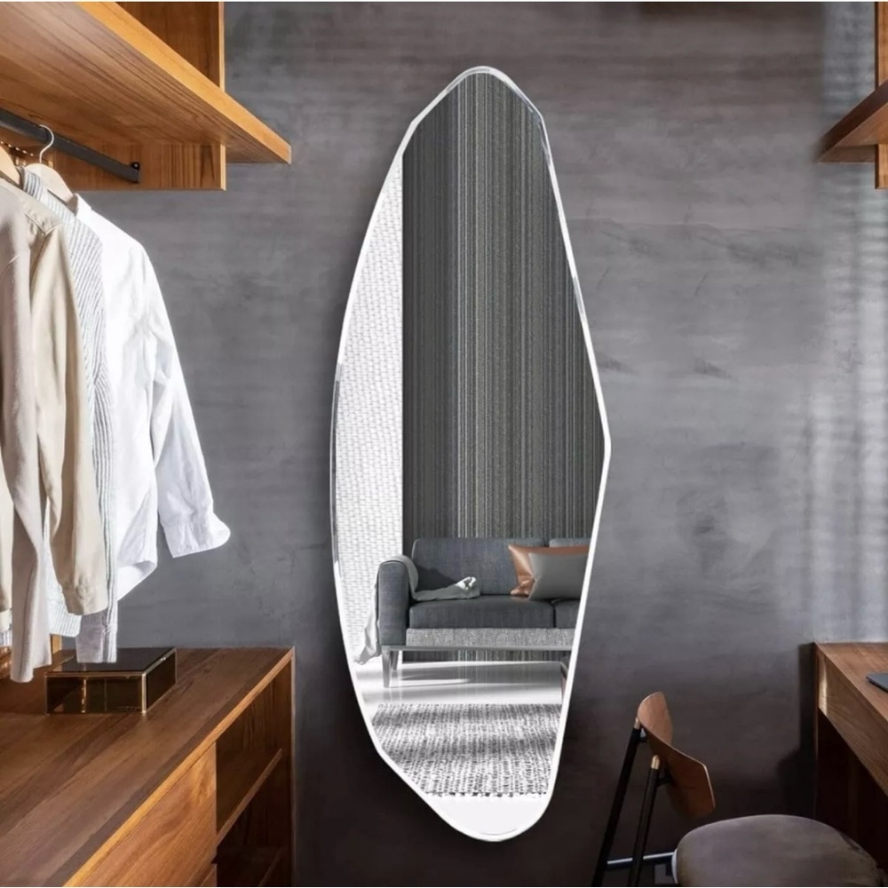 NEW West Elm Modern Full Length Boho Curved Assymetrical Wall Hanging Mirror 47"